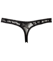 String ouvert à l'entre-jambe en dentelle noire - R2320002